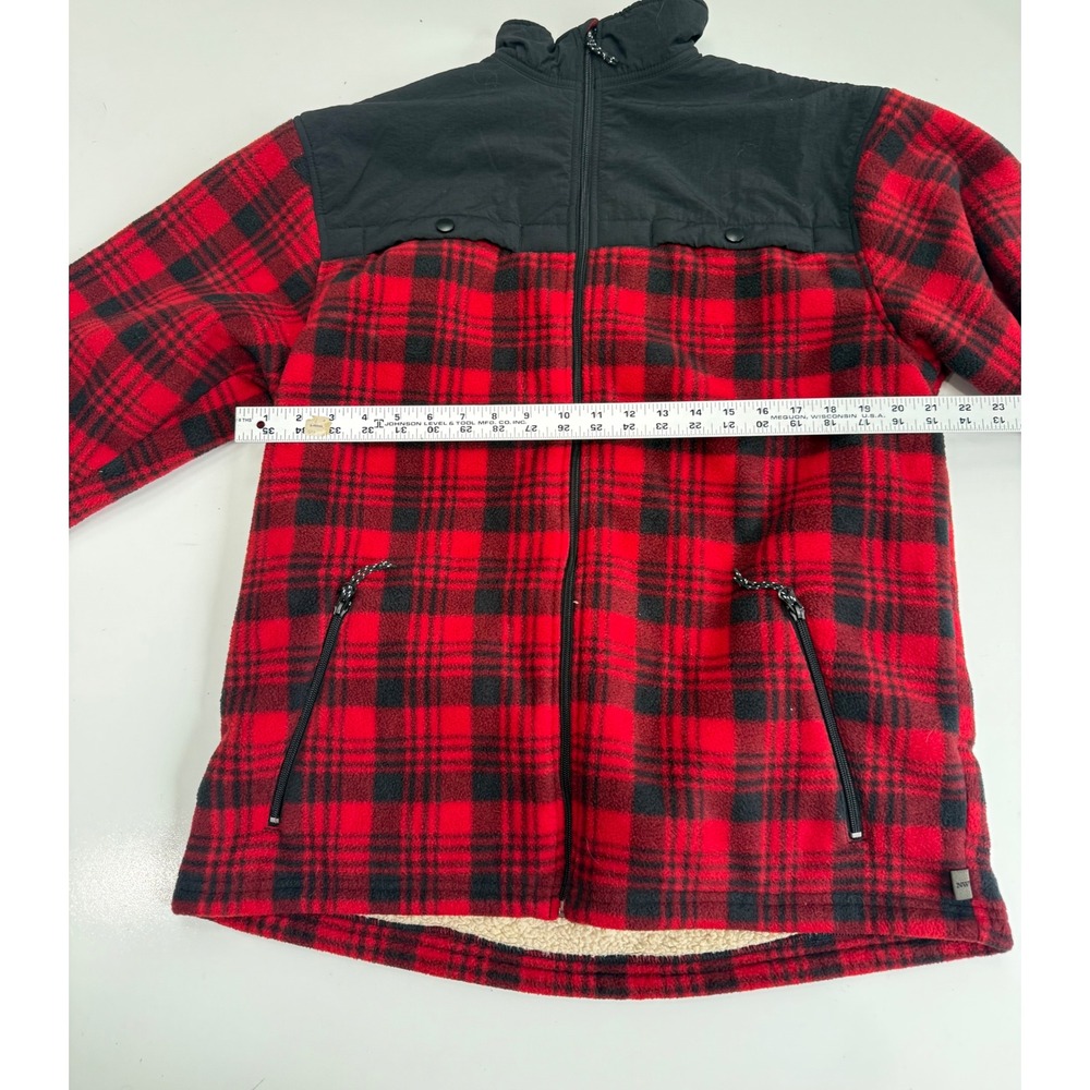 Northwest Territory Mens Red Black Plaid Sherpa Lined Fleece Jacket Size M - Picture 4 of 6